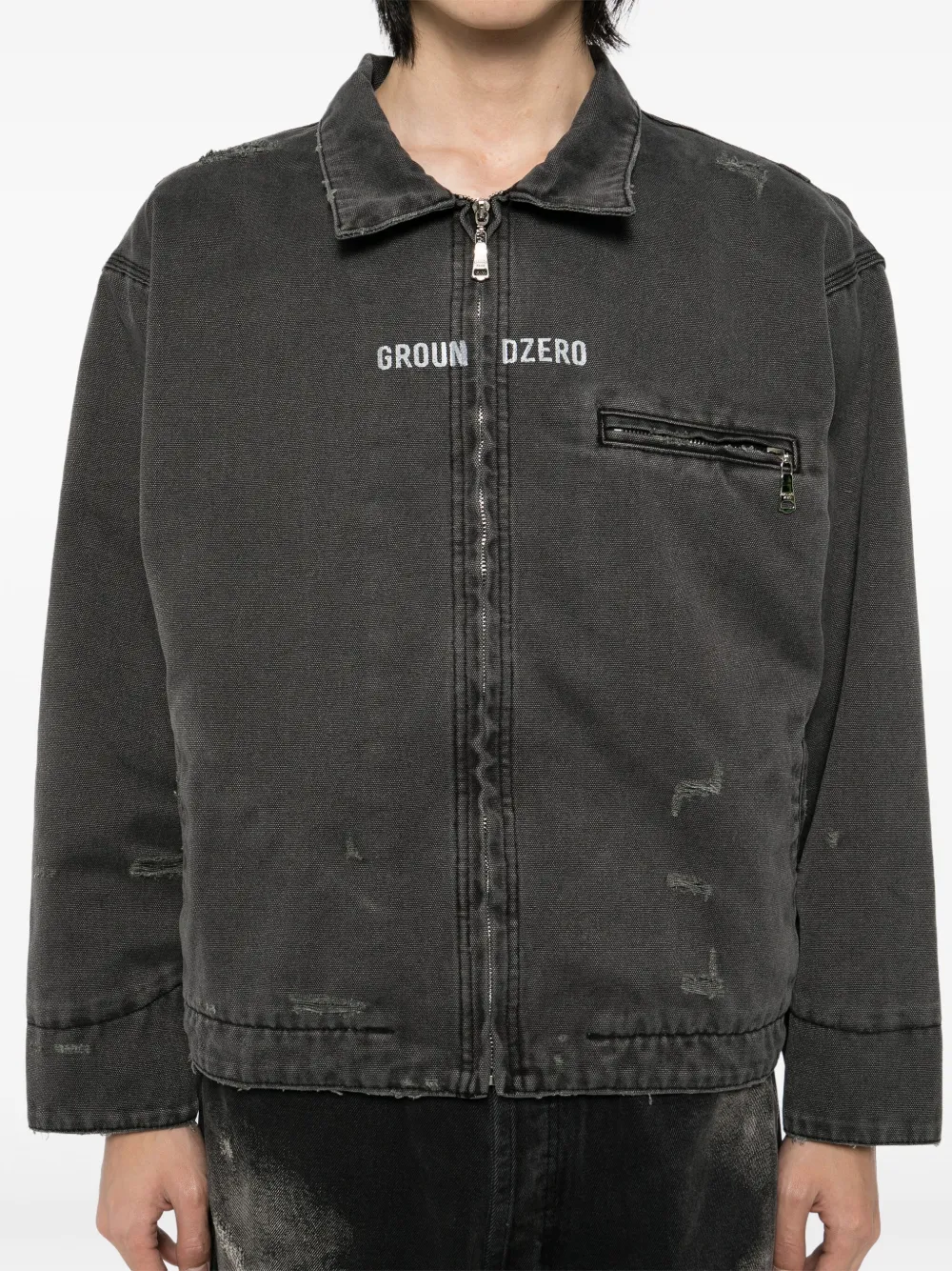 GROUND ZERO DISTRESSED ZIP-UP JACKET