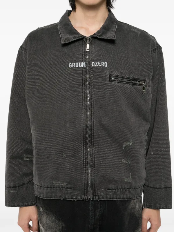 Ground Zero Distressed zip-up Jacket | Grey | FARFETCH