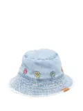 Mira Mikati embroidered denim bucket hat - Blue