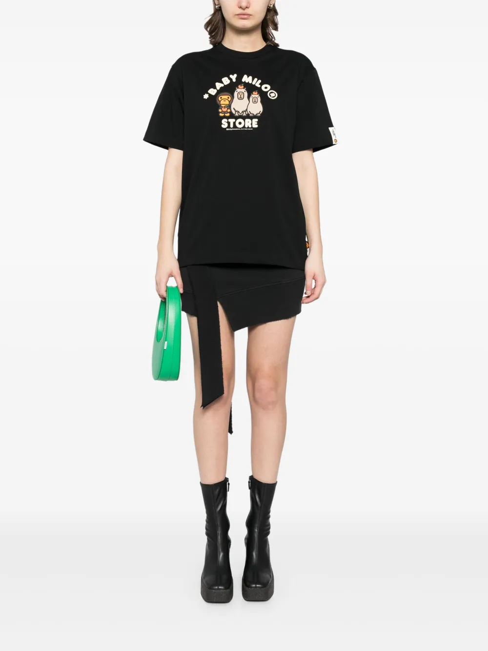 *BABY MILO® STORE BY *A BATHING APE® T-shirt met logoprint - Zwart