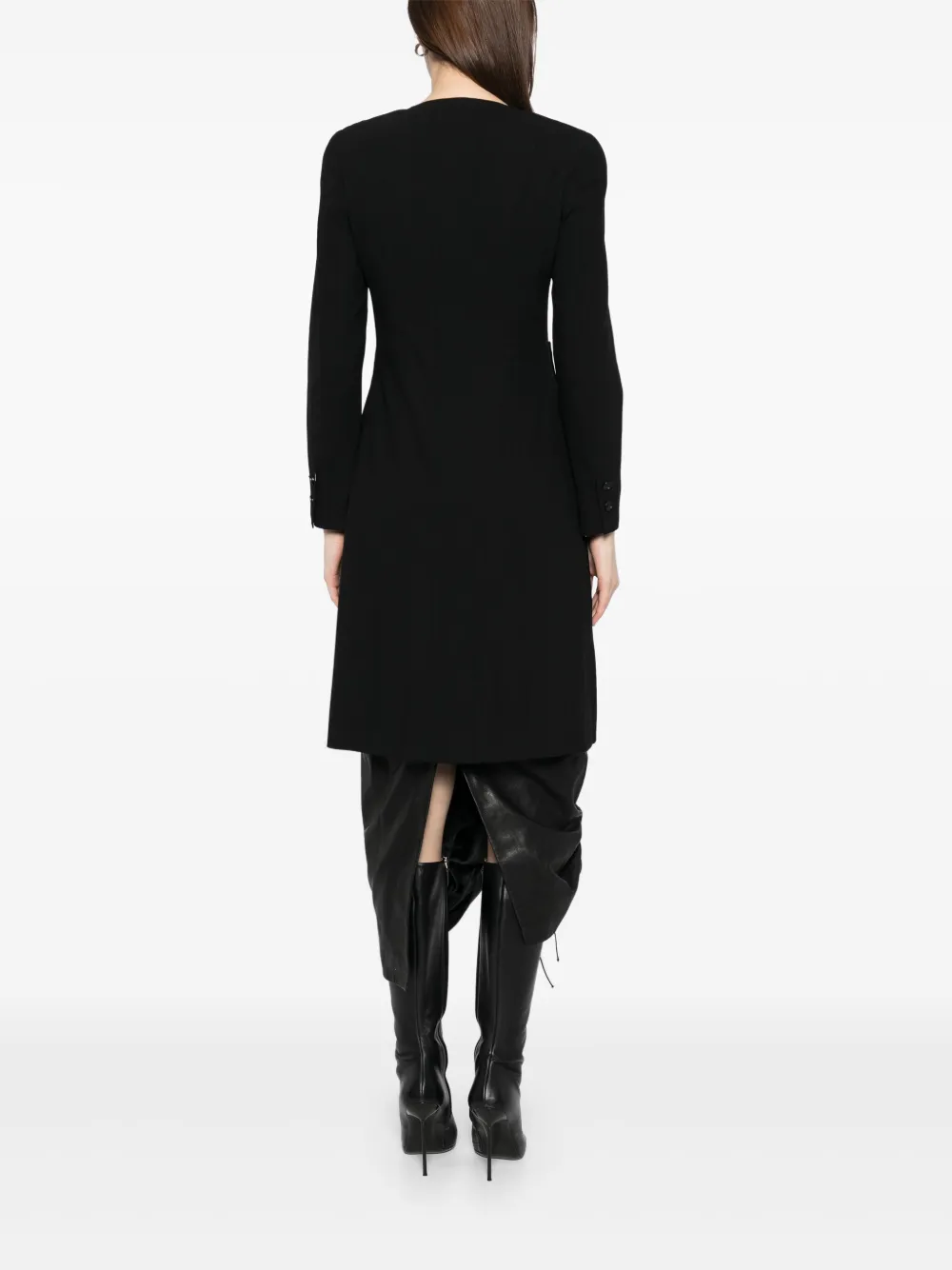 Pre-owned Chanel 1997 Collarless Coat In Black