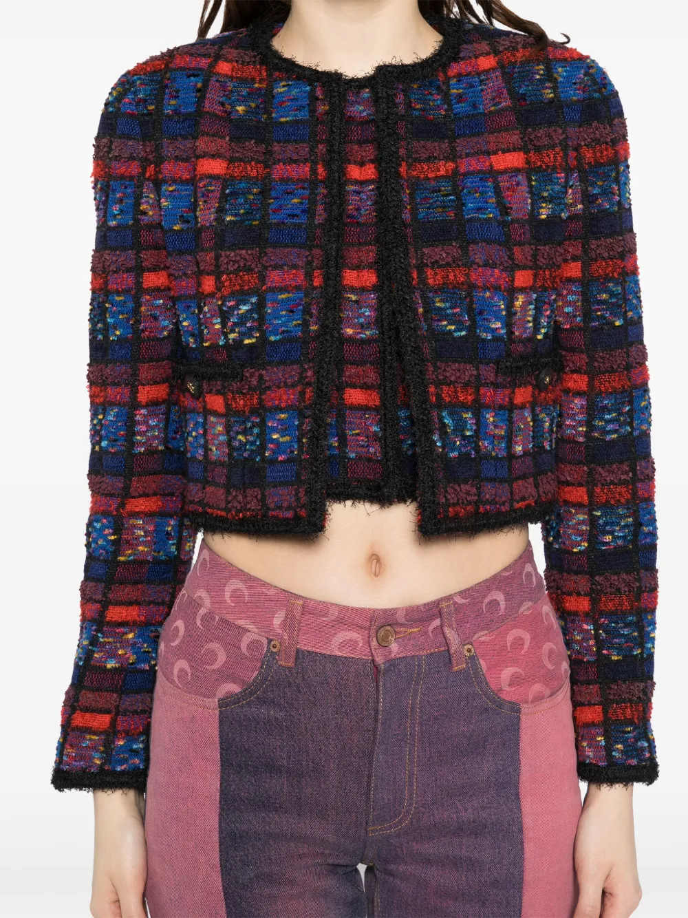Pre-owned Chanel 1994 Ensemble Collarless Jacket Sleeveless Top In Red