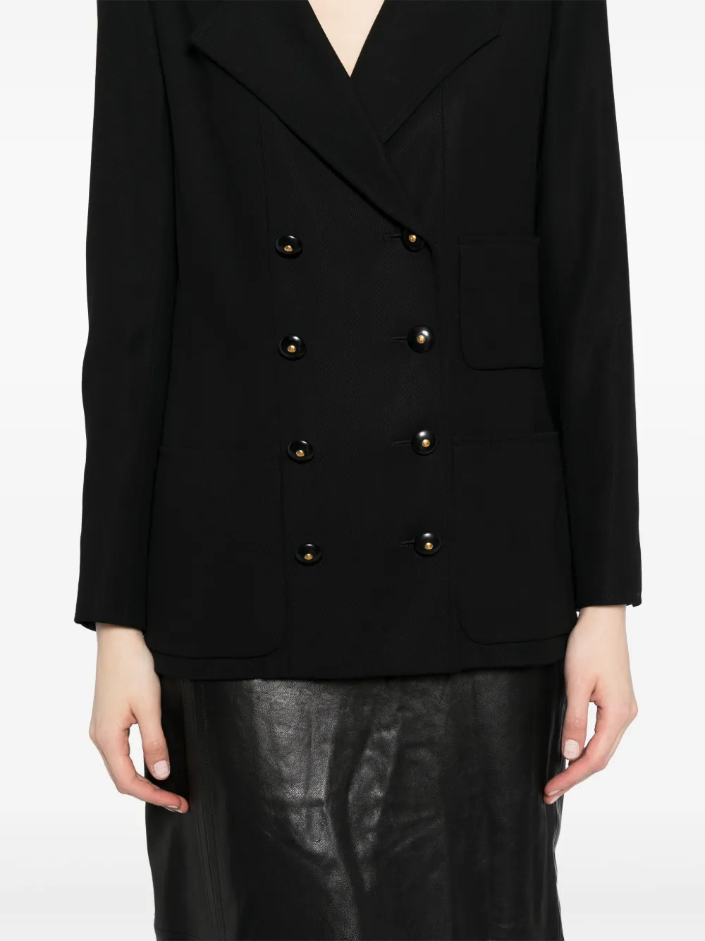 Pre-owned Chanel 1995 Double Breasted Jacket In Black