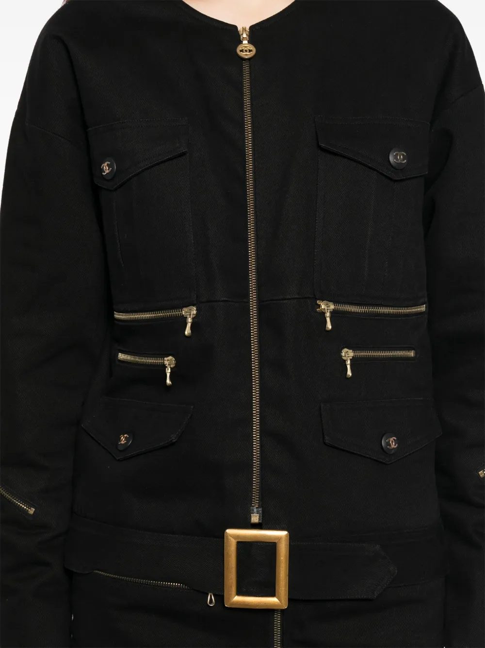 Pre-owned Chanel 1990-2000s Setup Suit Jacket Skirt In Black