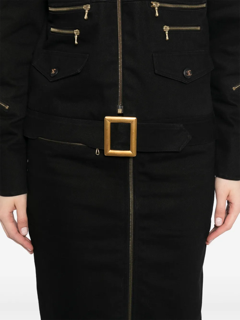 Pre-owned Chanel 1990-2000s Setup Suit Jacket Skirt In Black