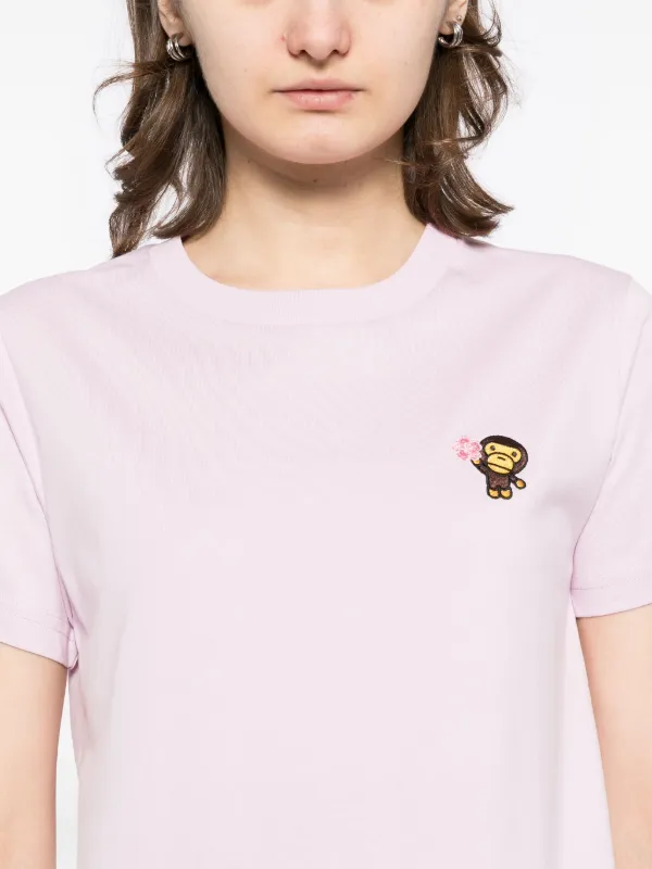 A BATHING APE® logo-embroidered T-shirt | Purple | FARFETCH