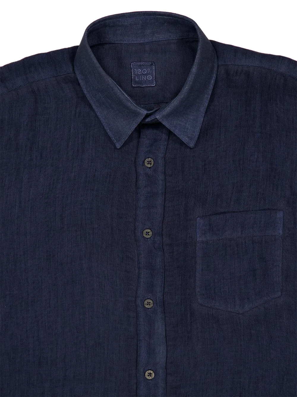 120% Lino Linnen overhemd Blauw