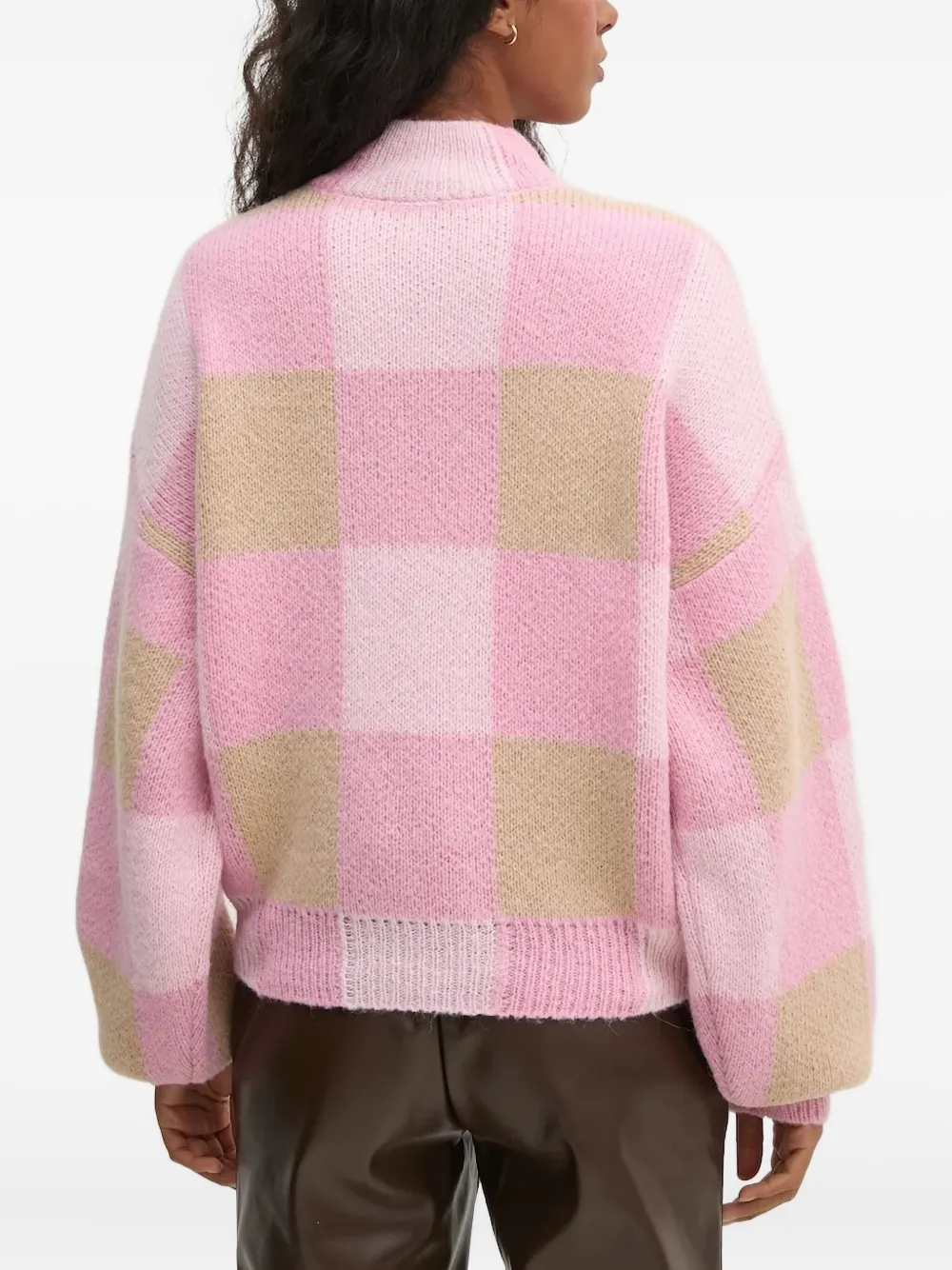 Stine Goya Trui met hoge hals en gingham ruit Roze