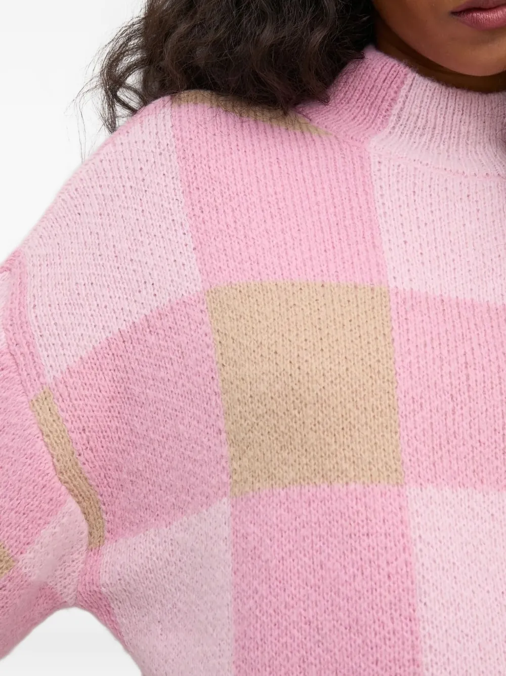 Stine Goya Trui met hoge hals en gingham ruit Roze