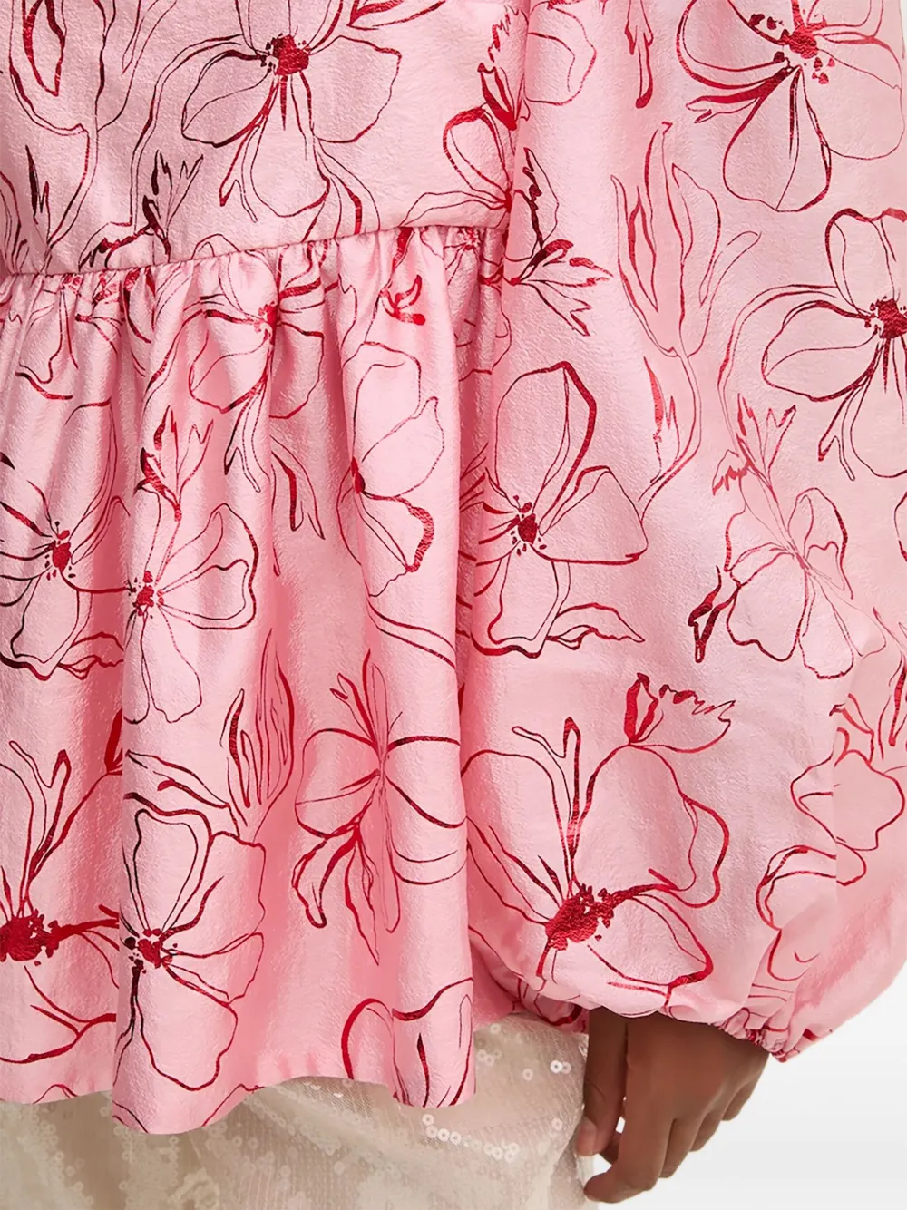Stine Goya Balloon-sleeve Floral Top In Pink