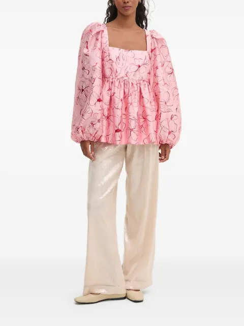 Stine Goya balloon-sleeve floral top