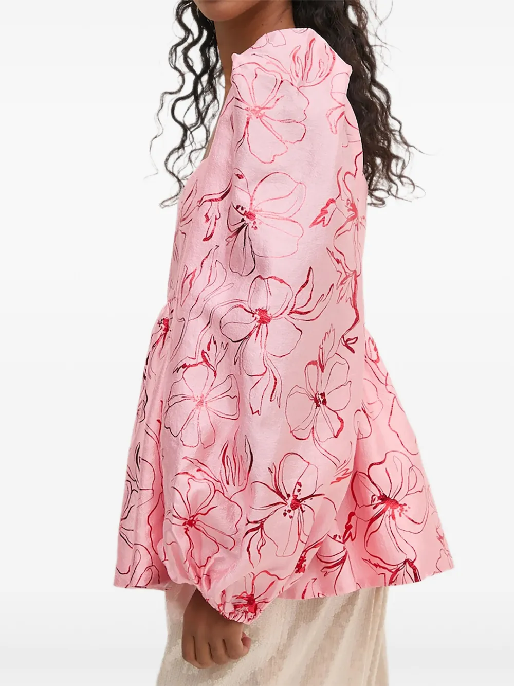 Stine Goya Balloon-sleeve Floral Top In Pink
