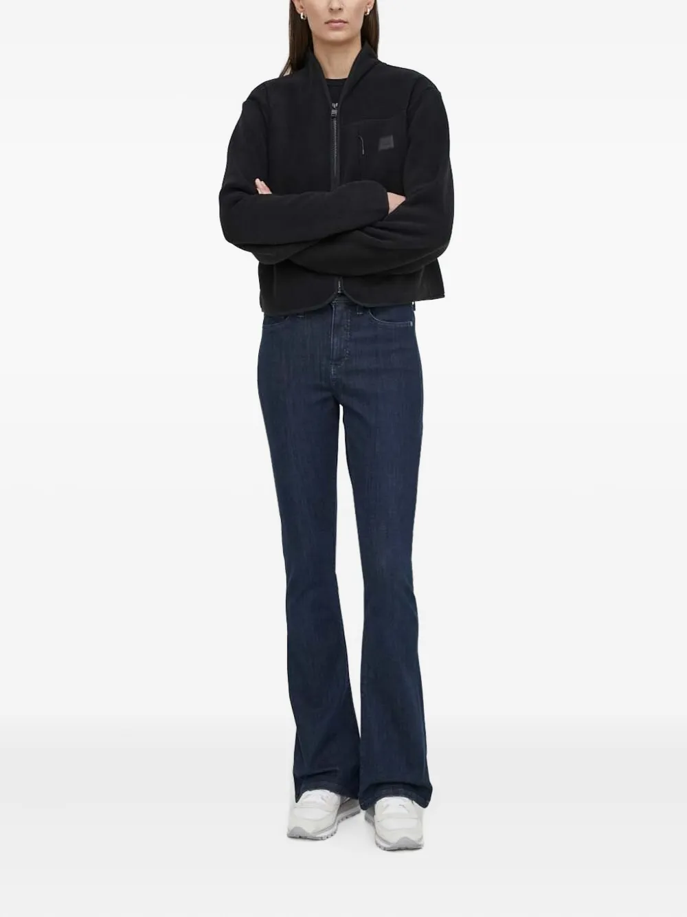 Rains Fleece jack met ritszak Zwart
