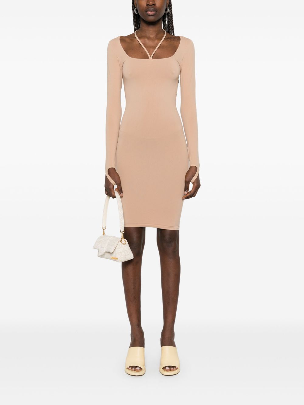 ANDREĀDAMO Sculpting jersey midi-jurk - Beige