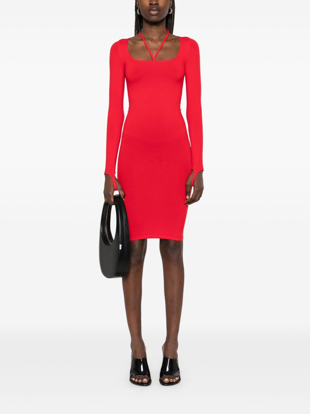 ANDREĀDAMO Sculpting jersey midi-jurk - Rood