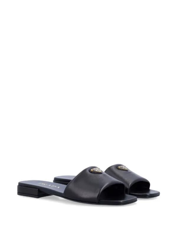 Prada enamel-logo Slides | Black | FARFETCH UK