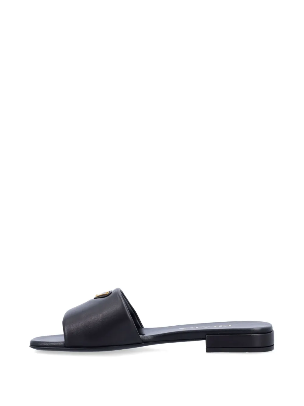 Prada Slippers met emaille logo Zwart