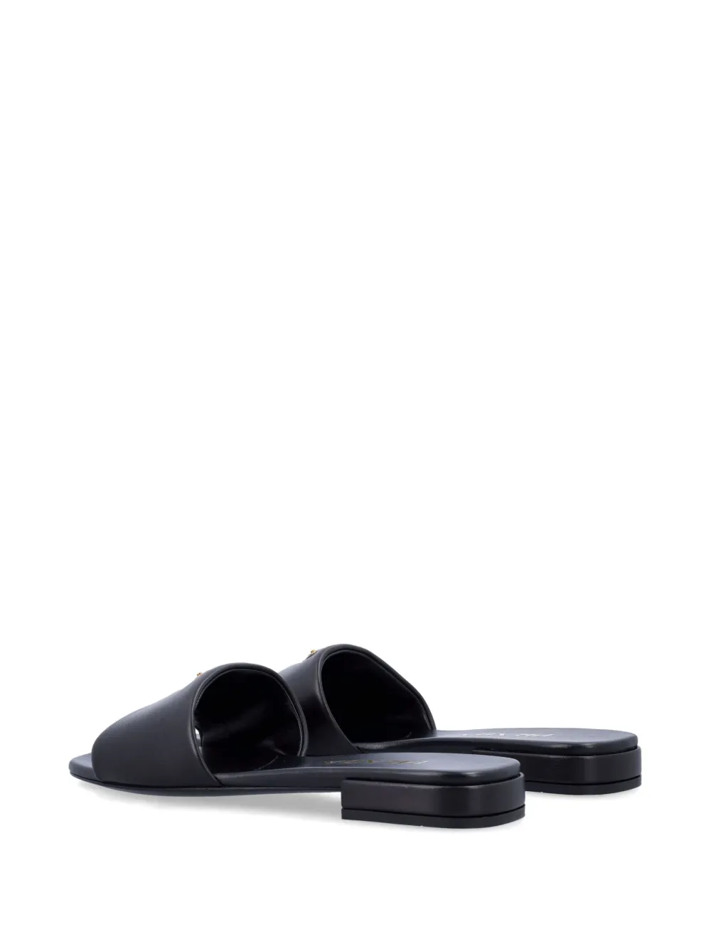 Prada Slippers met emaille logo Zwart