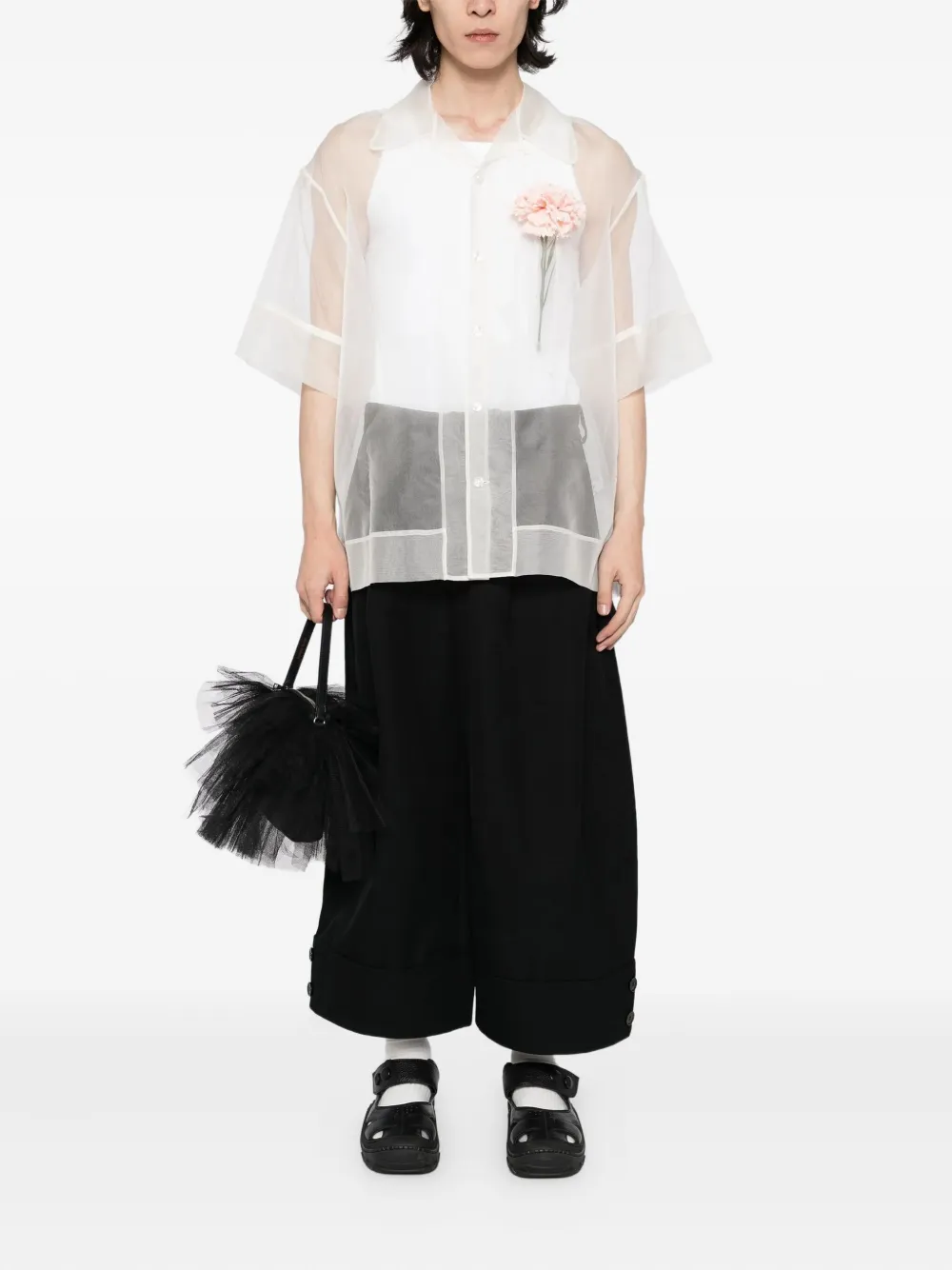 Simone Rocha Overhemd met roospatch en korte mouwen - Wit