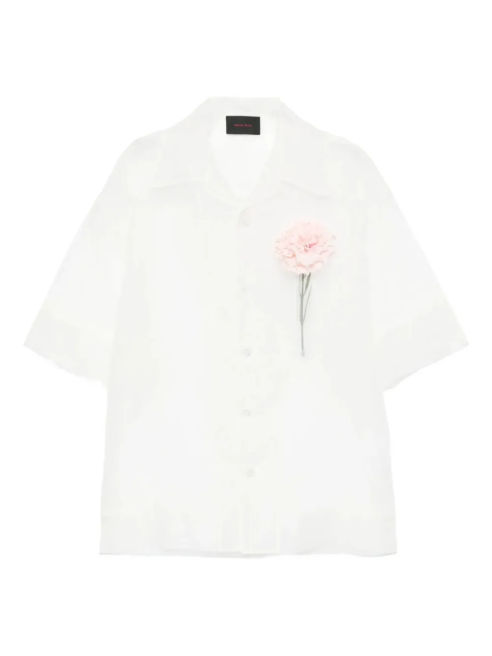 Simone Rocha rose-appliqué short-sleeve shirt - ホワイト Simone Rocha rose-appliqué short-sleeve shirt - ホワイト