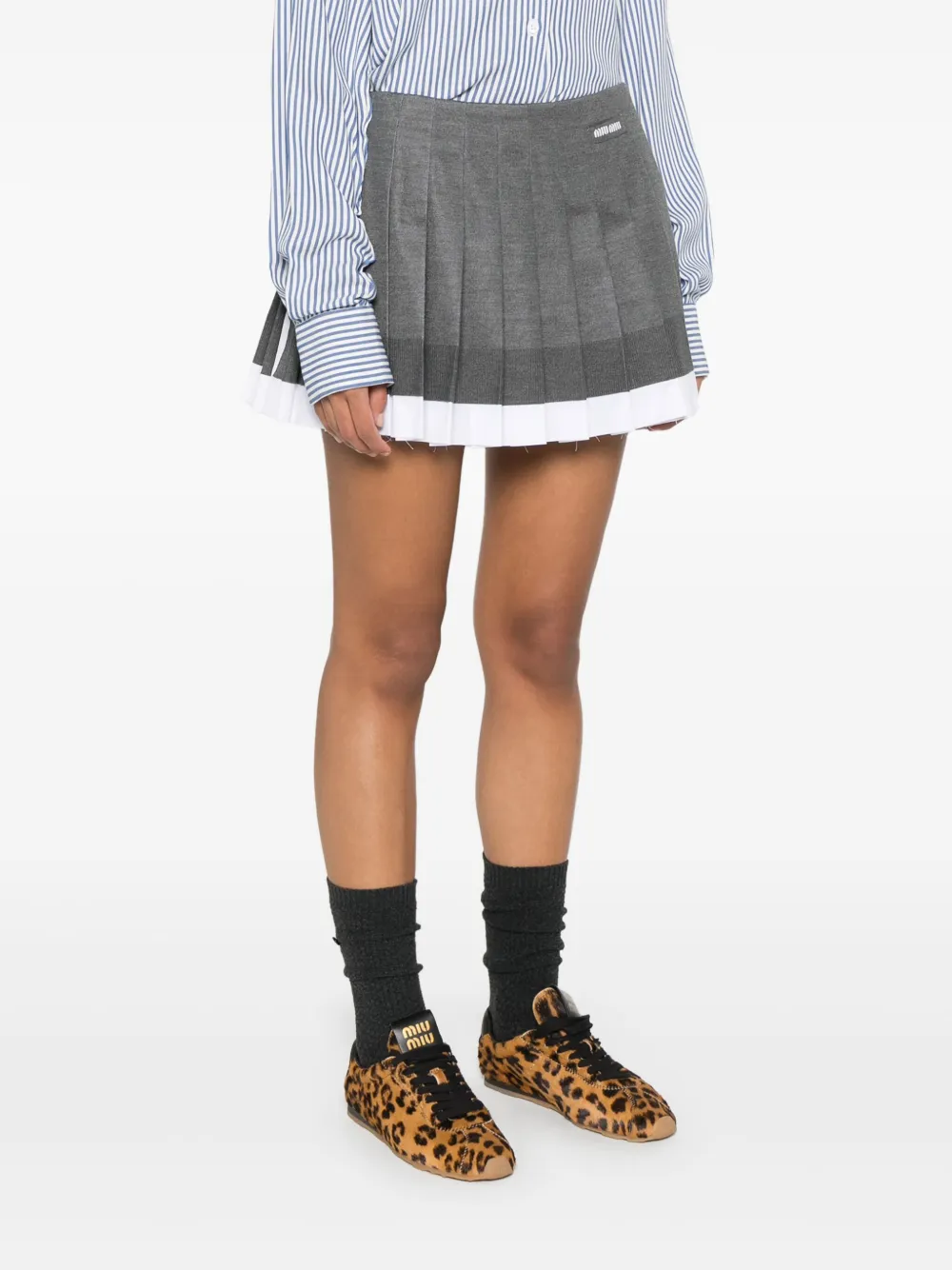 Miu Gebreide mini-rok Grijs