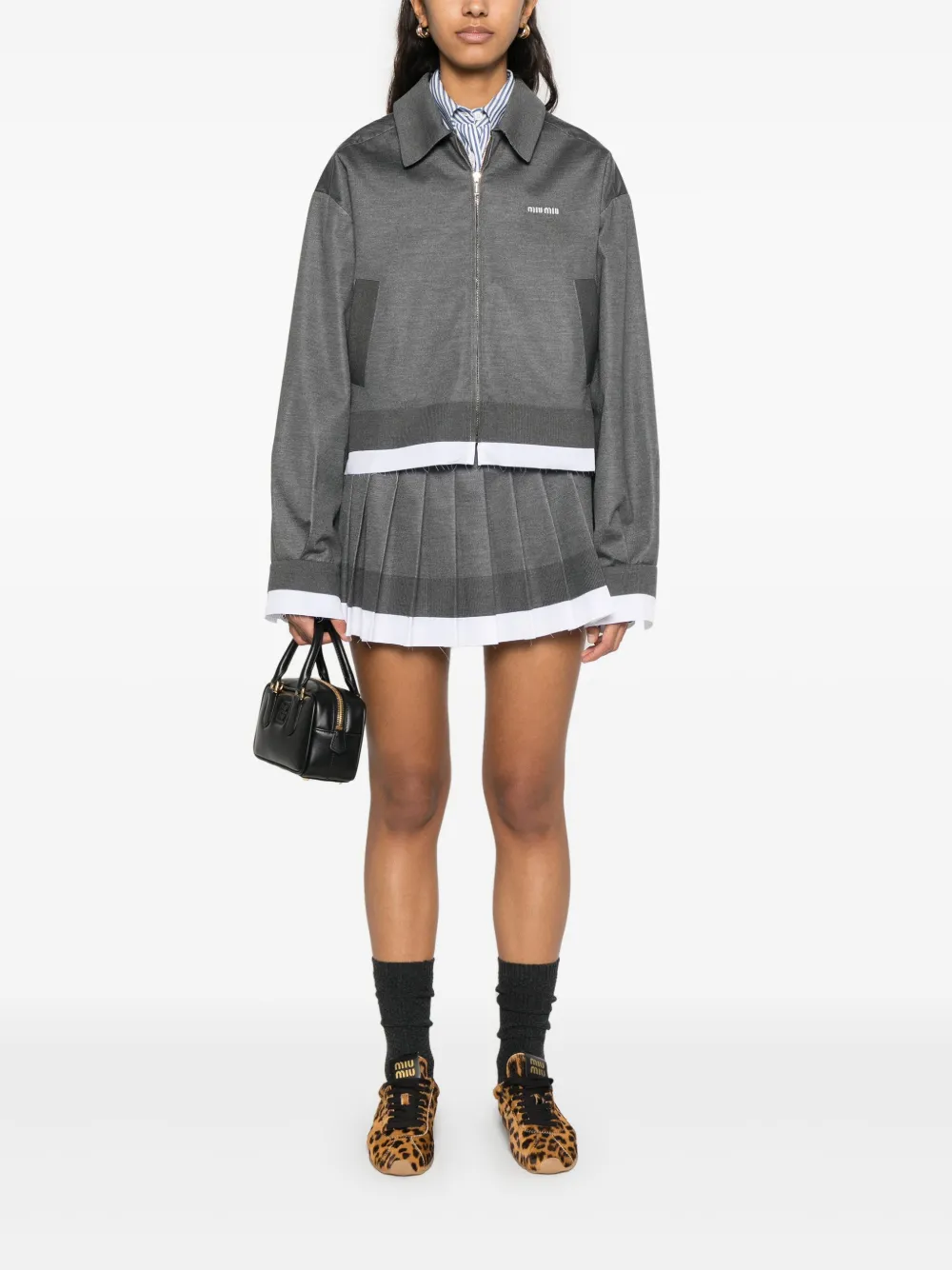 miumiu Miu Miu Gebreide mini-rok - Grijs
