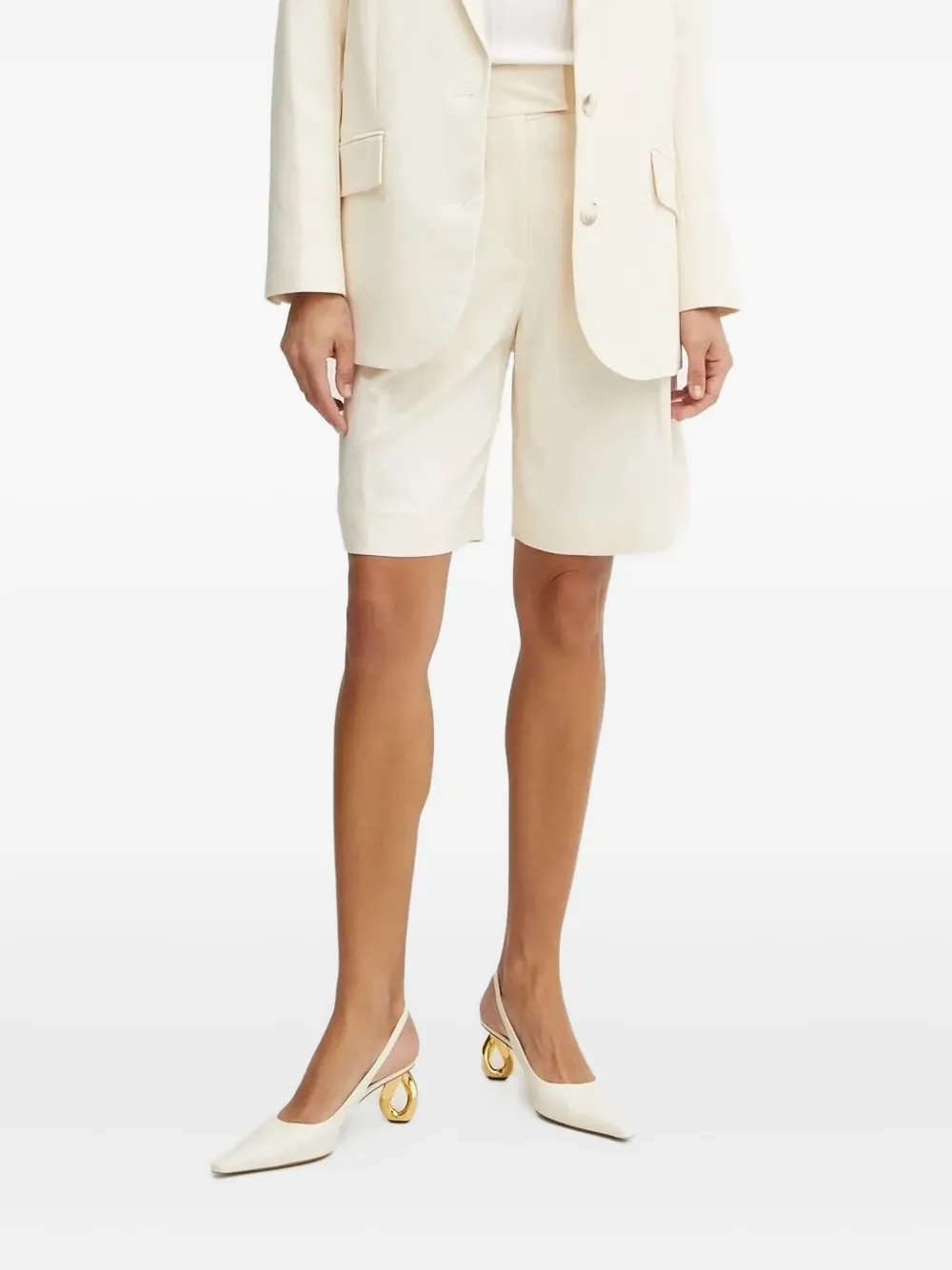 Ivy & Oak Pleated High-waisted Shorts In White