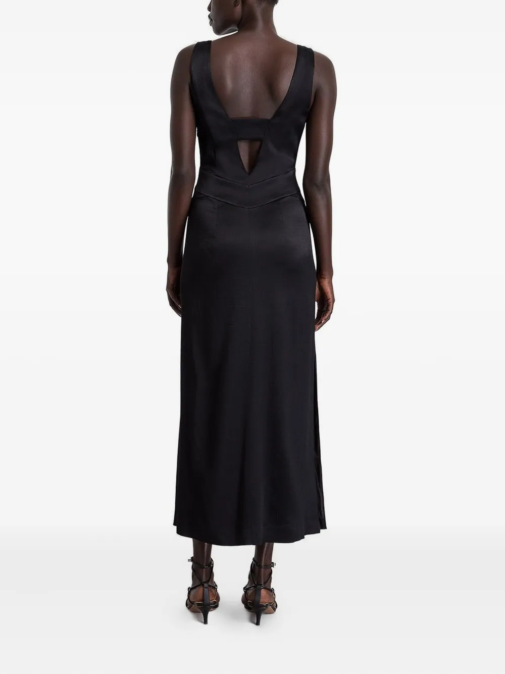 Ivy & Oak V-neck Open-back Midi Dress In Black