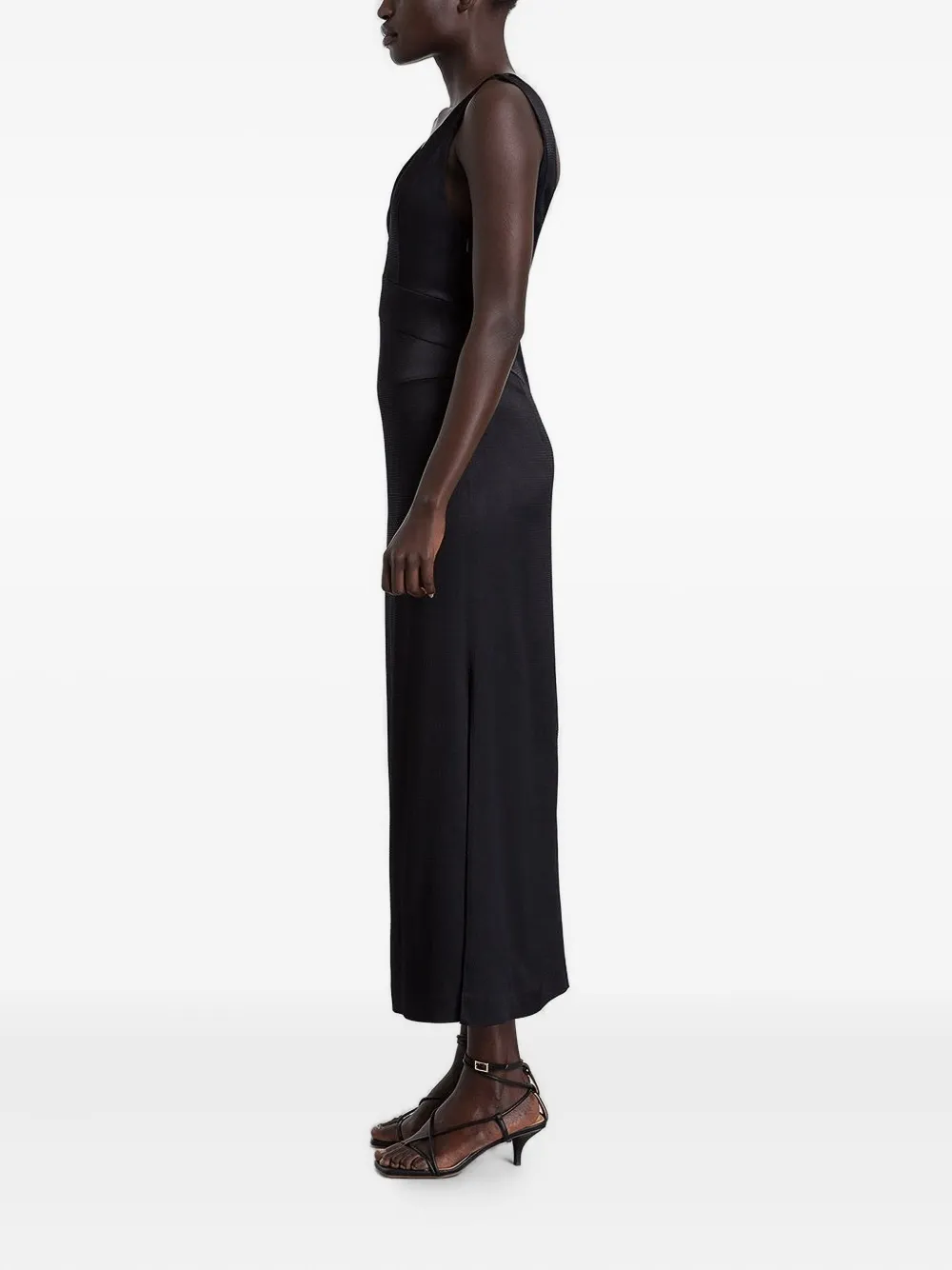 Ivy & Oak V-neck Open-back Midi Dress In Black