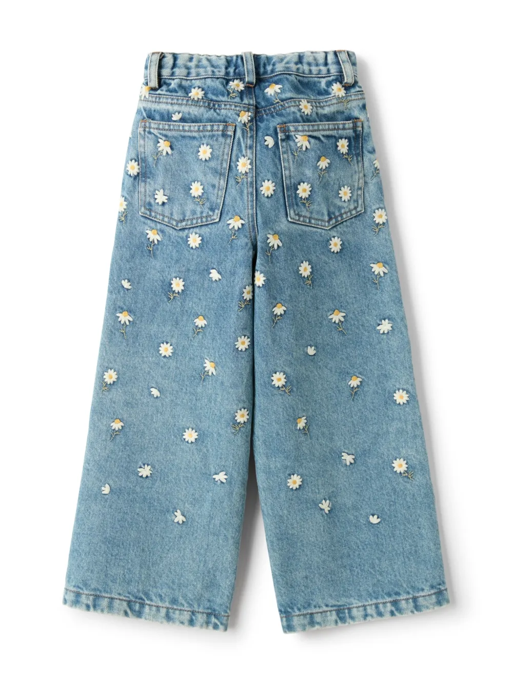 Il Gufo Jeans met geborduurde bloemen Blauw