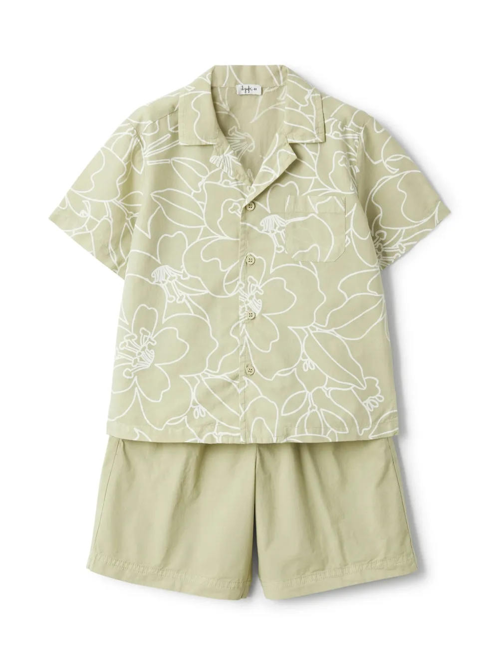 Il Gufo Cotton Short Set In Green
