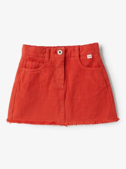 Il Gufo logo tag denim skirt 