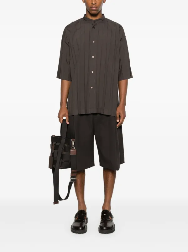 Homme Plissé Issey Miyake Pleated Shirt | Brown | FARFETCH IN