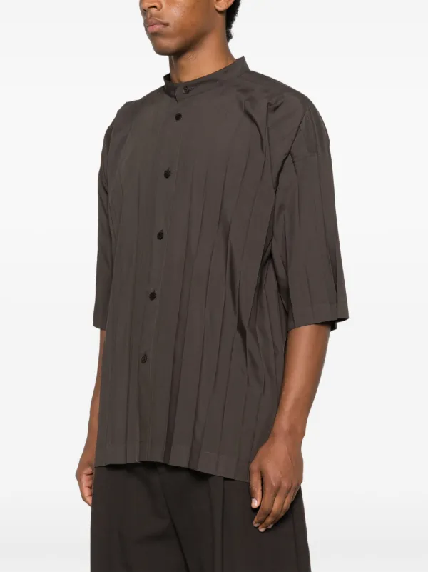 Homme Plissé Issey Miyake Pleated Shirt | Brown | FARFETCH IN