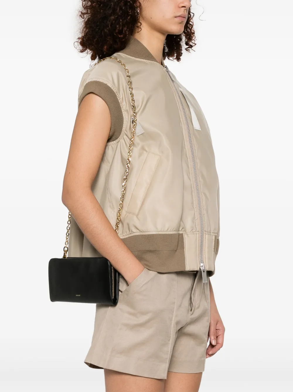 Sacai Padded Cross Body Bag In Black