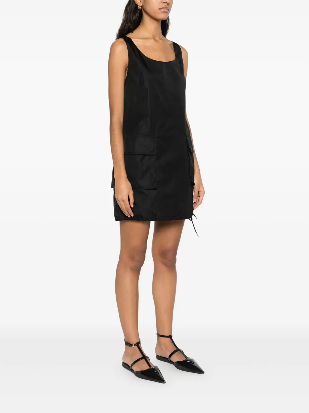PRADA DRAWSTRING-HEM MINI DRESS
