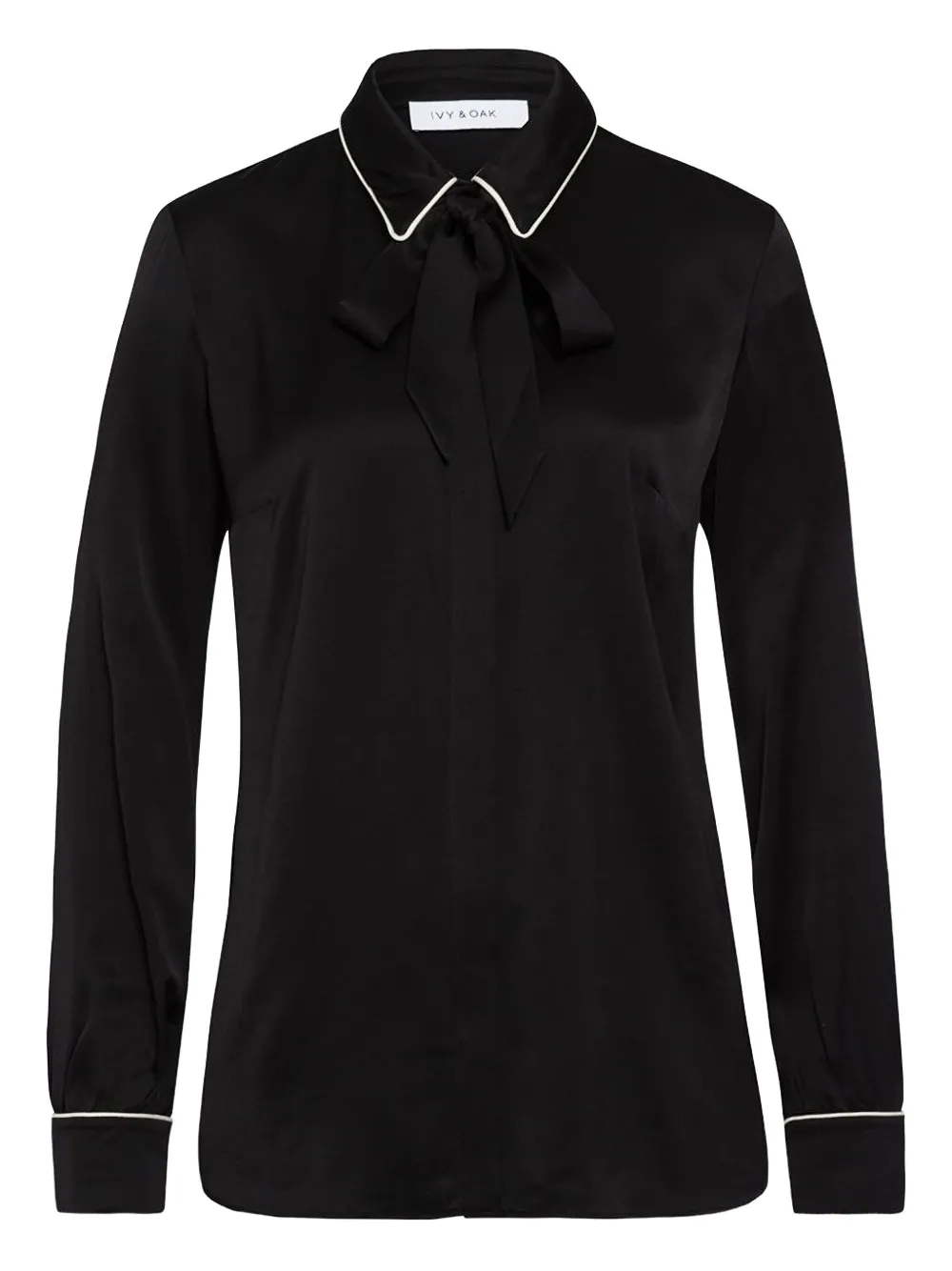 Ivy & Oak Contrast-piping Bow Blouse In Black
