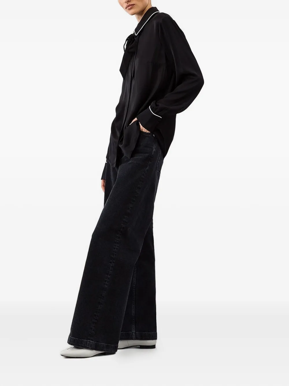 IVY OAK Blouse met contrasterende afwerking - Zwart