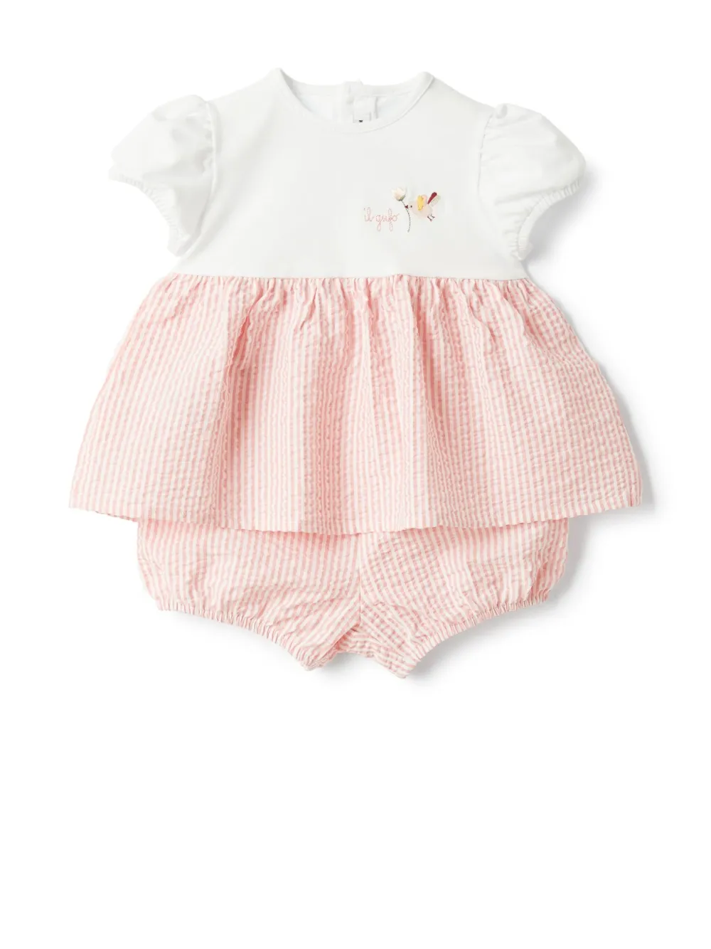 Il Gufo Gestreepte top en shorts Wit
