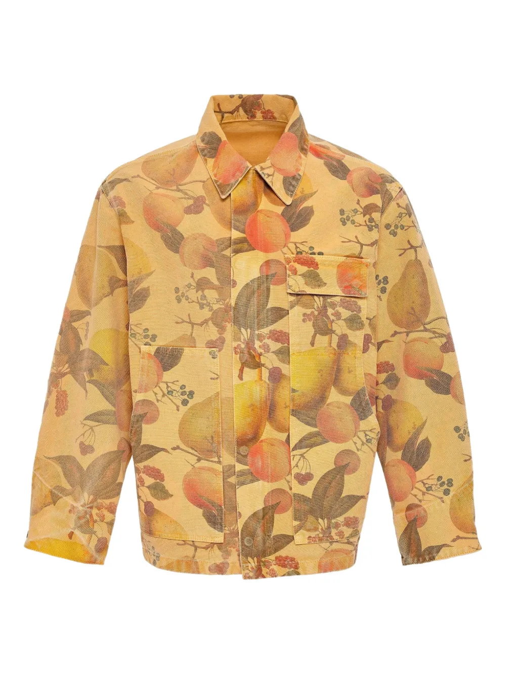 Solid Homme Fruit-print Work Jacket In Orange