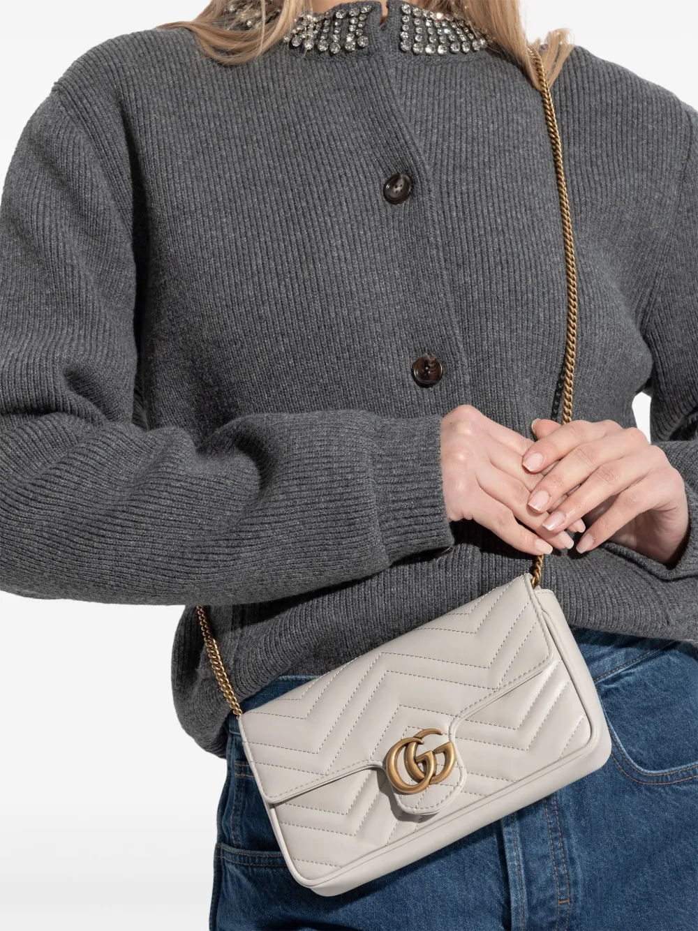 Gucci GG Marmont kleine tas Grijs