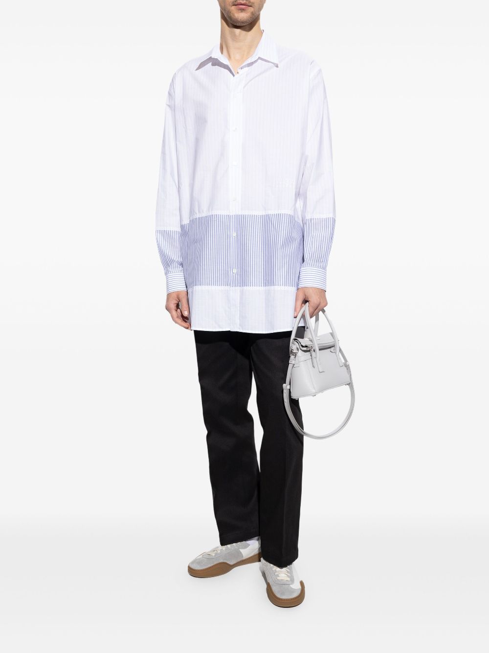 MM6 Maison Margiela striped panelled shirt - Blue