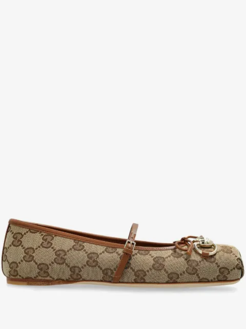 Gucci print strap ballet flats