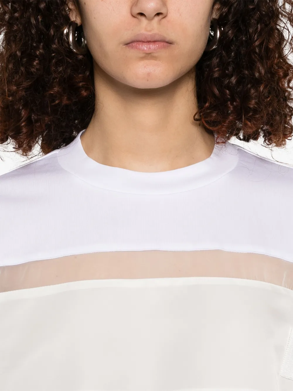 sacai T-shirt met contrasterend vlak Wit