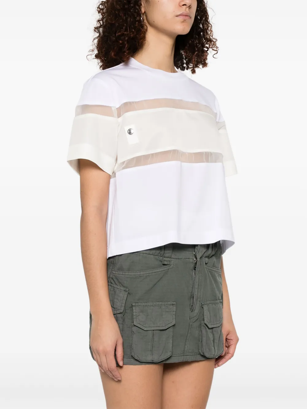 sacai T-shirt met contrasterend vlak Wit