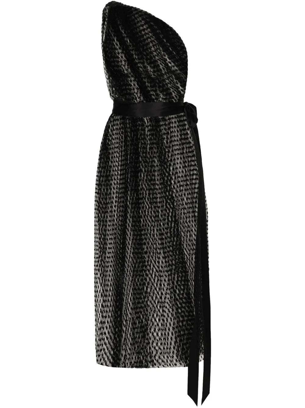 Dolce & Gabbana Asymmetrische midi-jurk met mesh Zwart