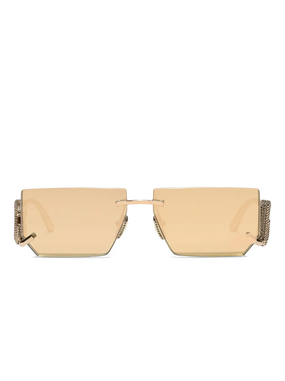 Dolce & Gabbana Eyewear crystal-embellished rectangle-frame sunglasses - Gold