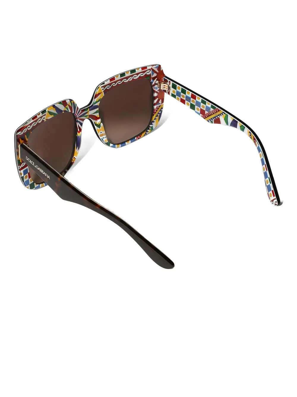 Dolce & Gabbana Eyewear Zonnebril met vierkant montuur en print Bruin