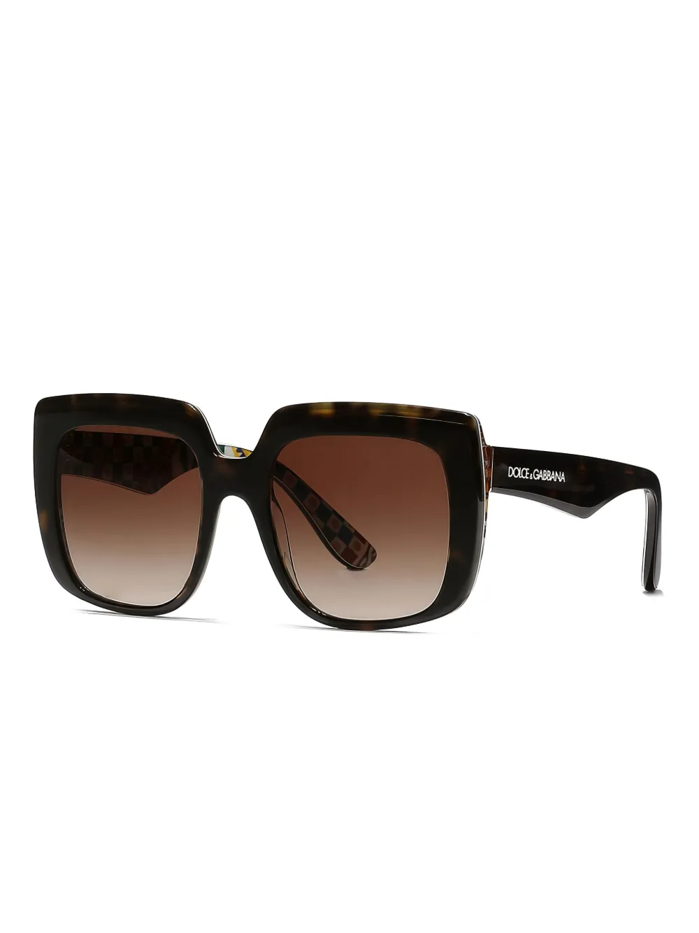 Dolce & Gabbana Eyewear Zonnebril met vierkant montuur en print - Bruin