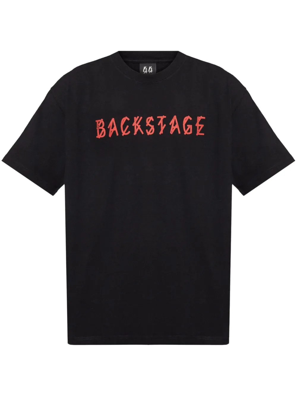 44 Label Group Black T-shirt With Print On The Front And Maxi Logo On The Back In Black